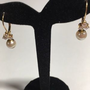 ROSS-SIMONS 14KT GOLD CZ AND PEARL EARRINGS
